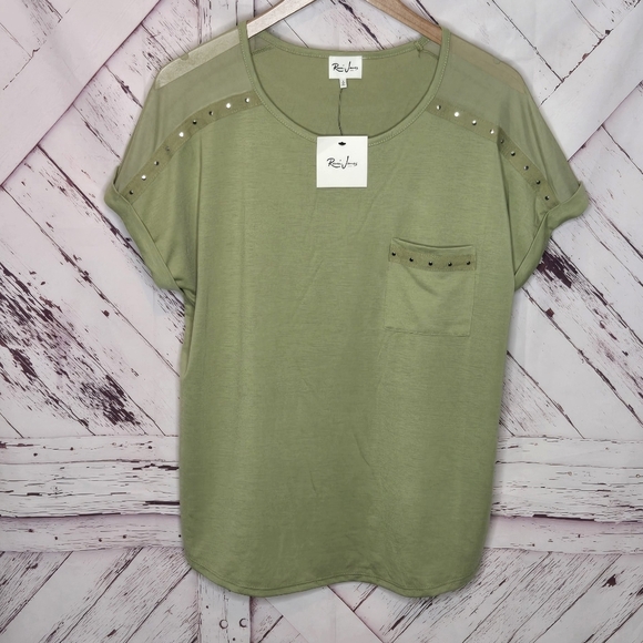 Remi James Green Studded Top - Picture 1 of 4